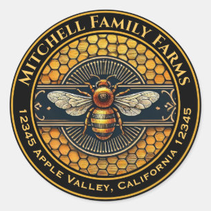 Adesivo Redondo Rótulo de Abelhas de Mel