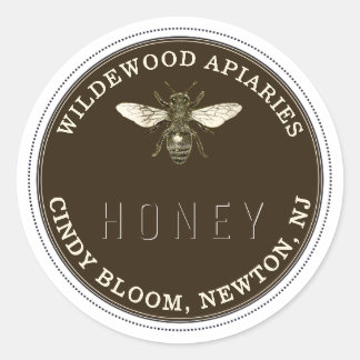 Adesivo Redondo Rótulo de Abelhas de Mel Kraft e Teak