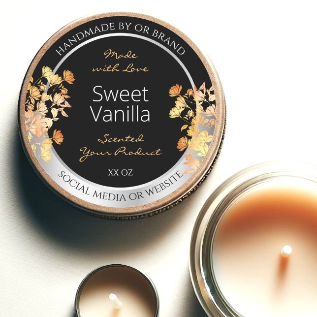 Adesivo Redondo Rótulo de Acondicionamento Floral Preto Produto La (Criador carregado)