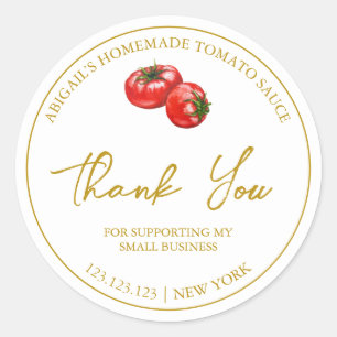 Adesivo Redondo Rótulo de Agradecimento de Molho de Tomate Caseiro