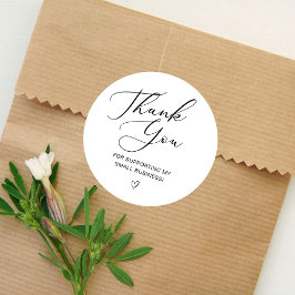 Adesivo Redondo Rótulo de Agradecimento Elegante Coração Pequeno N