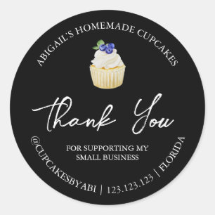 Adesivo Redondo Rótulo de agradecimento para cupcakes caseiros sim