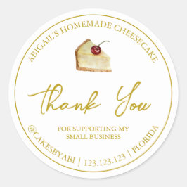 Adesivo Redondo Rótulo de agradecimento simples de cheesecake case