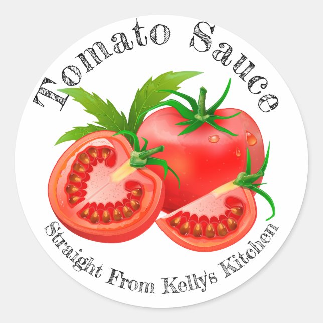 Adesivo Redondo Rótulo de Alimentício de Molho de Tomate para Negó (Frente)