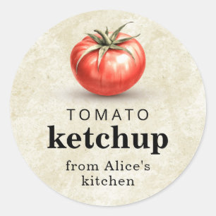 Adesivo Redondo Rótulo de alimento de conserva caseira de ketchup