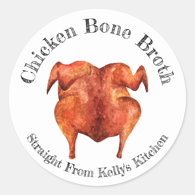 Adesivo Redondo Rótulo de Alimentos Caldo de Frango Negócio de Enl (Frente)