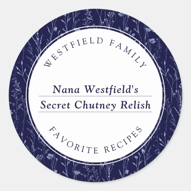 Adesivo Redondo Rótulo de Alimentos da Receita da Família da Flor  (Frente)