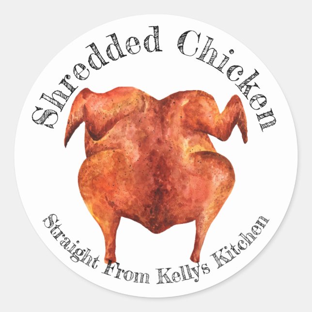 Adesivo Redondo Rótulo de Alimentos de Frango Desfiado para Negóci (Frente)