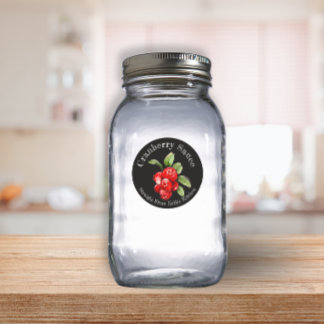 Adesivo Redondo Rótulo de Alimentos Molho de Cranberry Negócio de