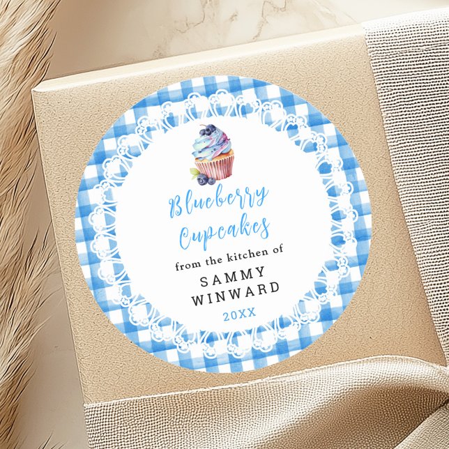 Adesivo Redondo Rótulo de Alimentos para Cupcakes de Mirtilo Casei (Criador carregado)