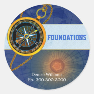 Adesivo Redondo Rótulo de Anúncios para Empresas em Compass Modern