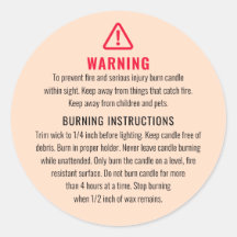 Rótulo de Avisos de Velas e Instruções de Gravação