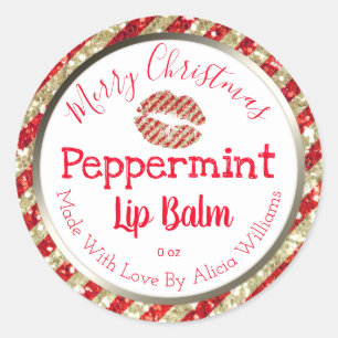Adesivo Redondo Rótulo de Balão de Lip Faux Glitter de Natal DIY