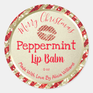 Adesivo Redondo Rótulo de Balão de Lip Faux Glitter de Natal DIY