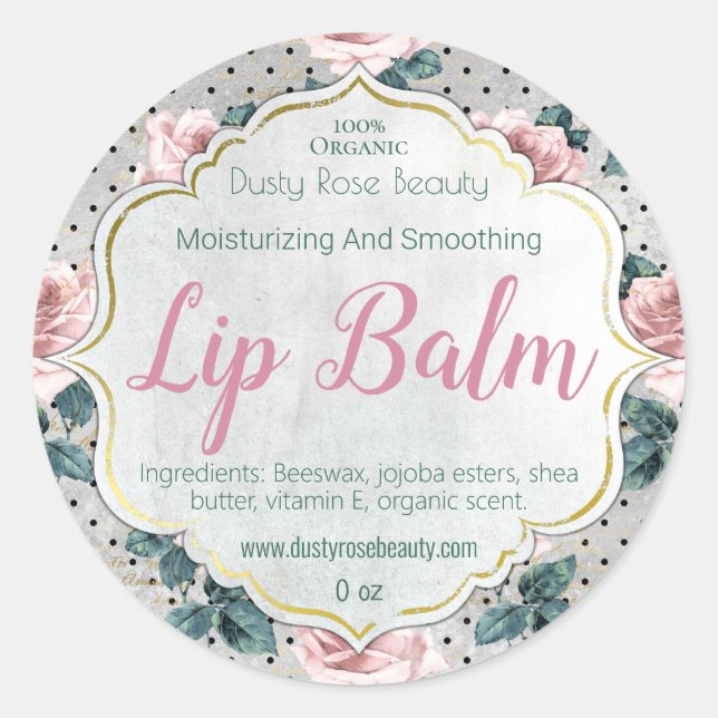 Adesivo Redondo Rótulo de Balm de Lip Personalizável Fabricado par (Frente)