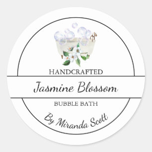 Adesivo Redondo Rótulo de Banheira de Bolha Jasmine Homemade Simpl