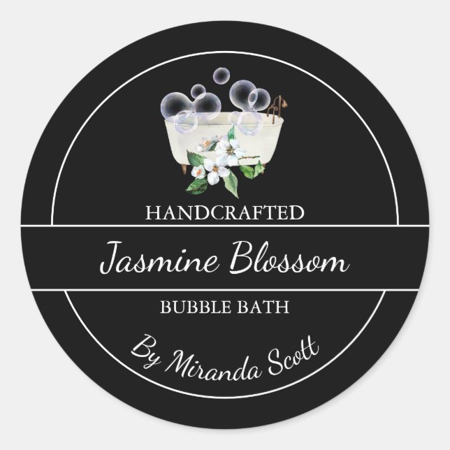 Adesivo Redondo Rótulo de Banheira de Bolha Jasmine Homemade Simpl (Frente)