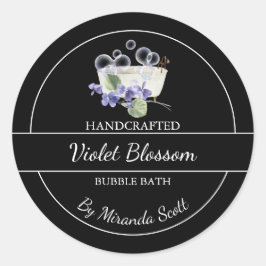 Adesivo Redondo Rótulo de Banheira de Bolha Violeta Simples Homema