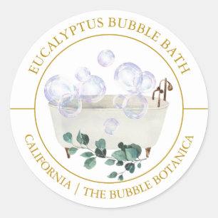 Adesivo Redondo Rótulo de Banheira de Bubble Eucalyptus