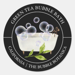 Adesivo Redondo Rótulo de Banheira de Chá Verde