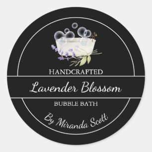 Adesivo Redondo Rótulo de Banheira de Lavanda Simples Homemade