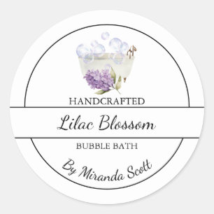 Adesivo Redondo Rótulo de Banheira Lilac de Bolha Simples
