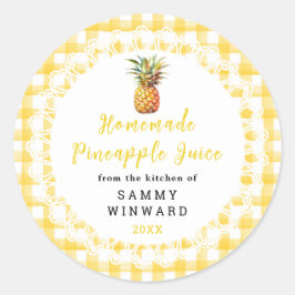 Adesivo Redondo Rótulo de Bebida de Sumo de Abacaxi