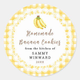 Adesivo Redondo Rótulo de Biscoito de Banana Caseiro