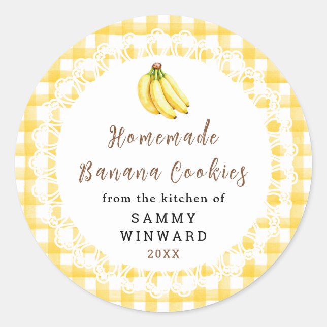 Adesivo Redondo Rótulo de Biscoito de Banana Caseiro (Frente)