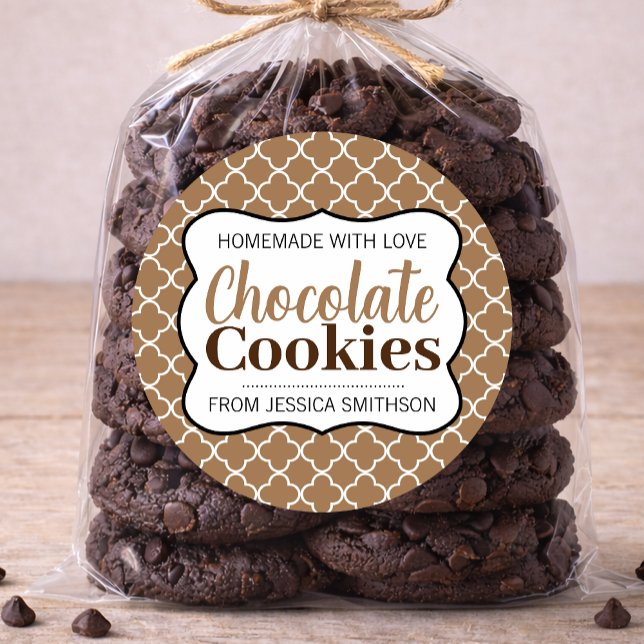 Adesivo Redondo Rótulo de Biscoitos de Chocolate (ou qualquer text (Criador carregado)