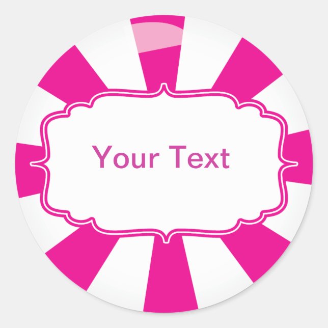 Adesivo Redondo Rótulo de Buffet de doce Lollipop gigante rosa (Frente)