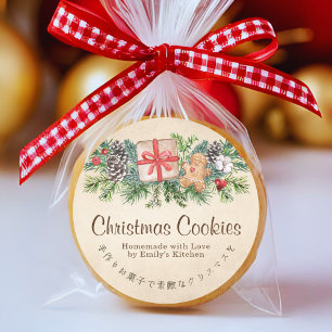 Adesivo Redondo Rótulo de Caixa de Biscoito de Natal de Gengibre K