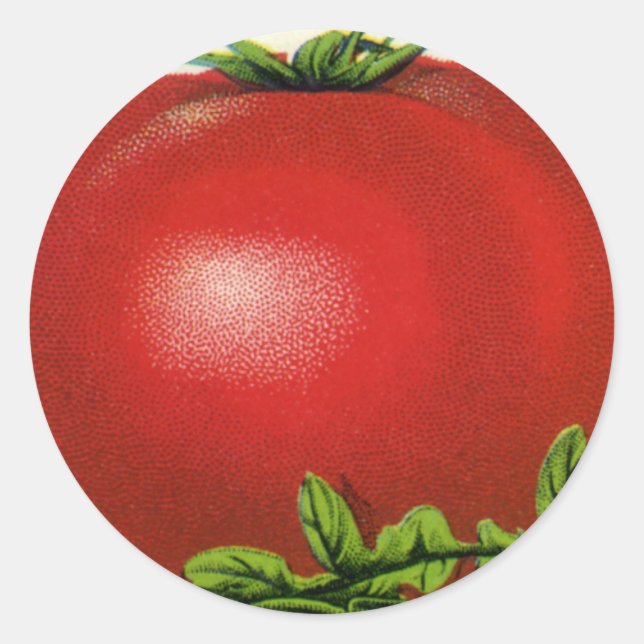 Adesivo Redondo Rótulo de Caixa de Frutas Antigas, Tomates Arcadia (Frente)