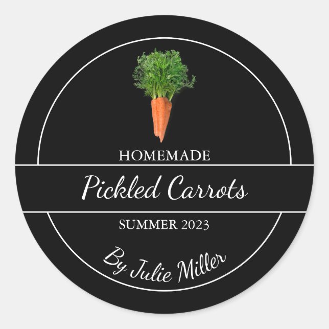 Adesivo Redondo Rótulo de Carrots Separados em Casa Simples (Frente)
