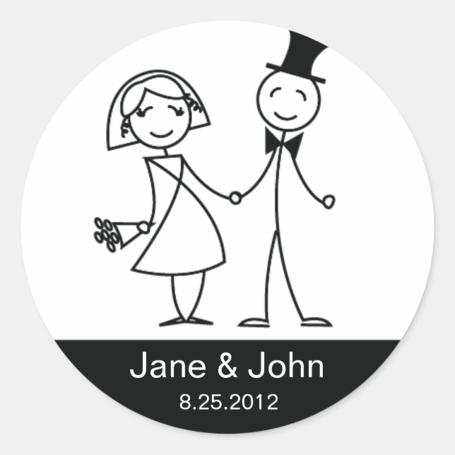 Adesivo Redondo Rótulo de Casamento de Amor Simples (Frente)