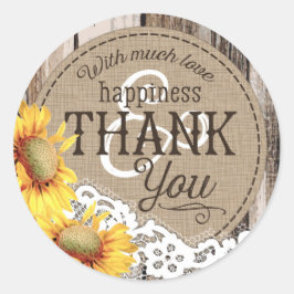 Adesivo Redondo Rótulo de Casamento Rústico do Rastreio de Madeira