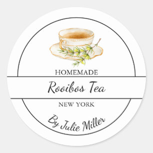Adesivo Redondo Rótulo de Chá Rooibos Caseiro Simples