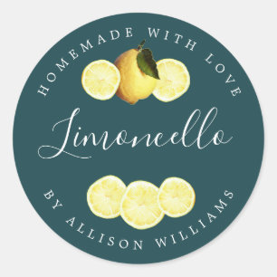 Adesivo Redondo Rótulo de Cheiro Profundo do Limoncello Homemade P