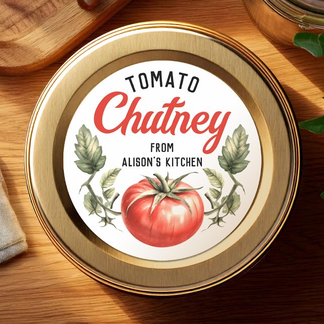 Adesivo Redondo rótulo de Chutney de Tomate caseiro com estilo vin (Criador carregado)