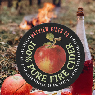 Adesivo Redondo Rótulo de Cider Moderno da Apple CIDER FIRME