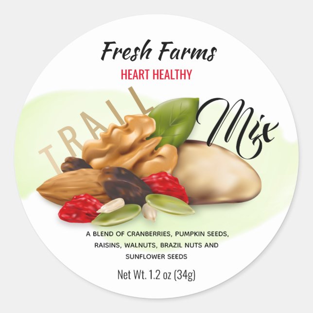 Adesivo Redondo Rótulo de Combinação de frutas e Trilhos Nucleares (Frente)