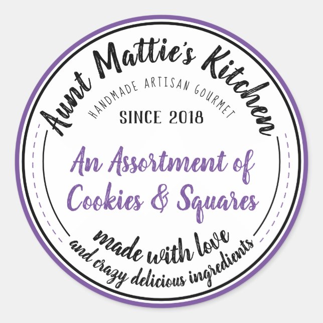 Adesivo Redondo Rótulo de Comida Artisan Gourmet, artesanal, de Vi (Frente)