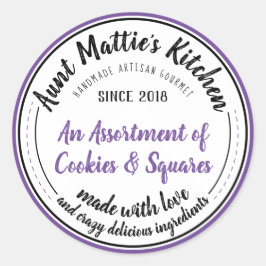 Adesivo Redondo Rótulo de Comida Artisan Gourmet, artesanal, de Vi