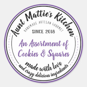 Adesivo Redondo Rótulo de Comida Artisan Gourmet, artesanal, de Vi