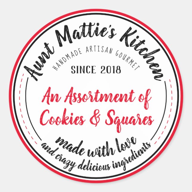 Adesivo Redondo Rótulo de Comida Artisan Gourmet, artesanato (Frente)