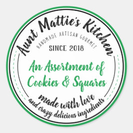 Adesivo Redondo Rótulo de Comida Artisan Gourmet, artesanato, Vint