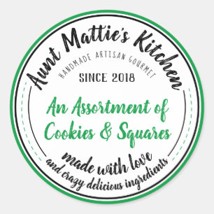 Adesivo Redondo Rótulo de Comida Artisan Gourmet, artesanato, Vint