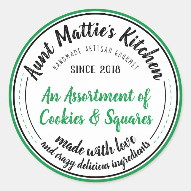 Adesivo Redondo Rótulo de Comida Artisan Gourmet, artesanato, Vint (Frente)