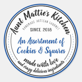 Adesivo Redondo Rótulo de Comida Artisan Gourmet, artesanato, Vint