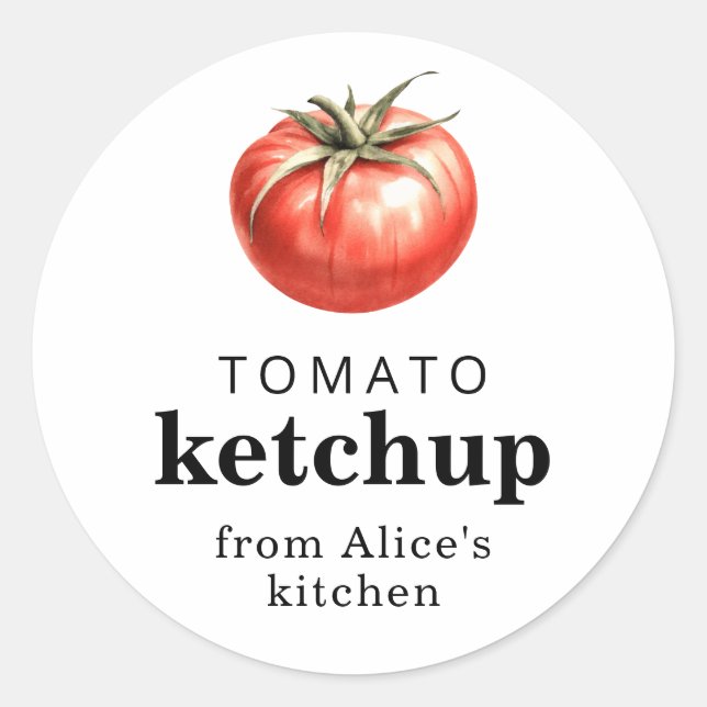 Adesivo Redondo Rótulo de comida caseira de ketchup de tomate (Frente)